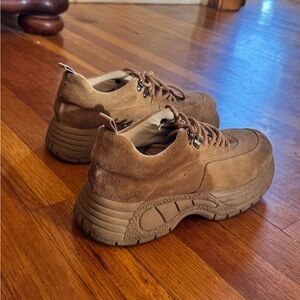 Womens Zara Tan Suede Shoes